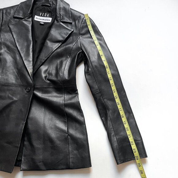 Reformation Veda Bowery Leather Blazer Black Size XS - Picture 12 of 14